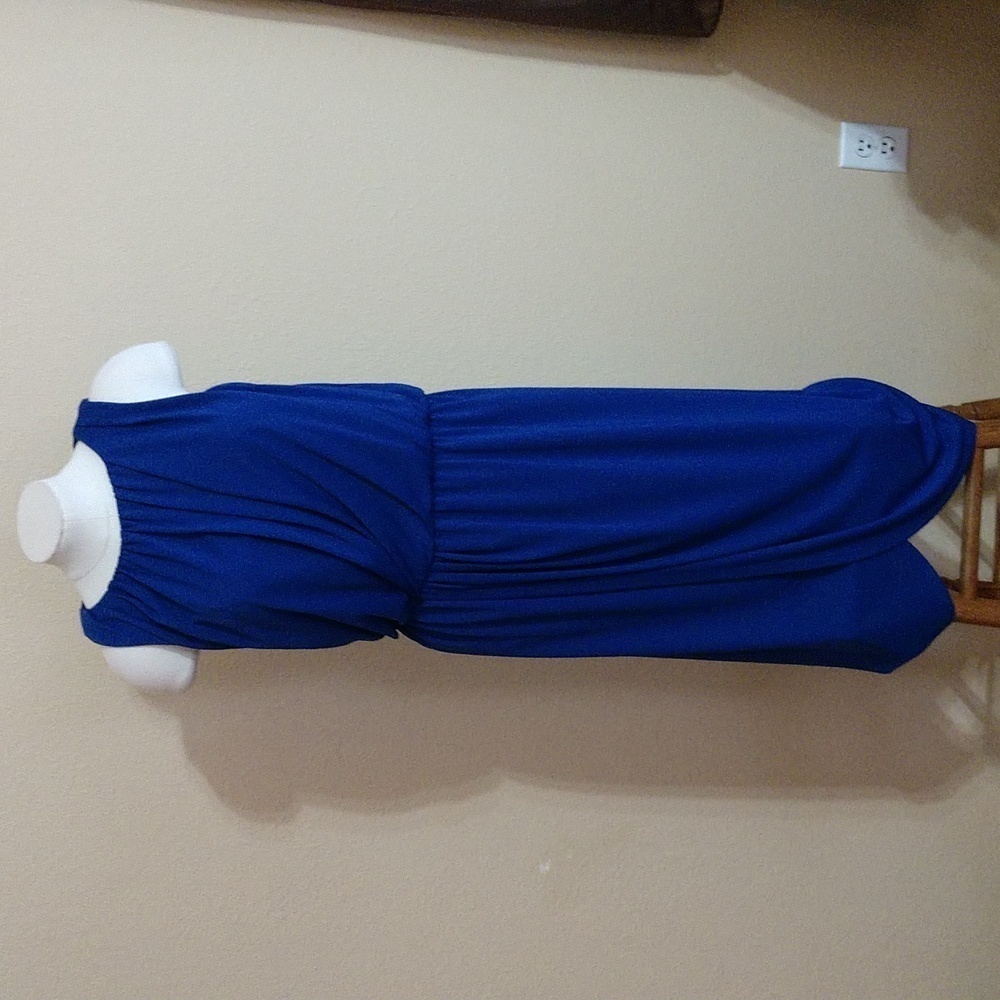 Adrianna Papell Royal Blue Sleeveless Drape Front Tulip Skirt Dress. Siz…